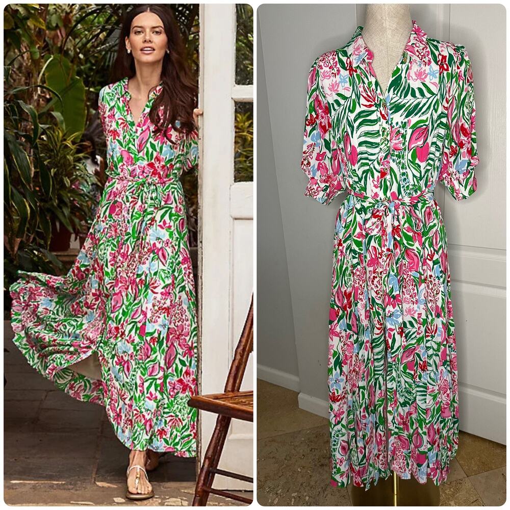 Lilly Pulitzer Larkyn Midi Shirtdress Sz 10